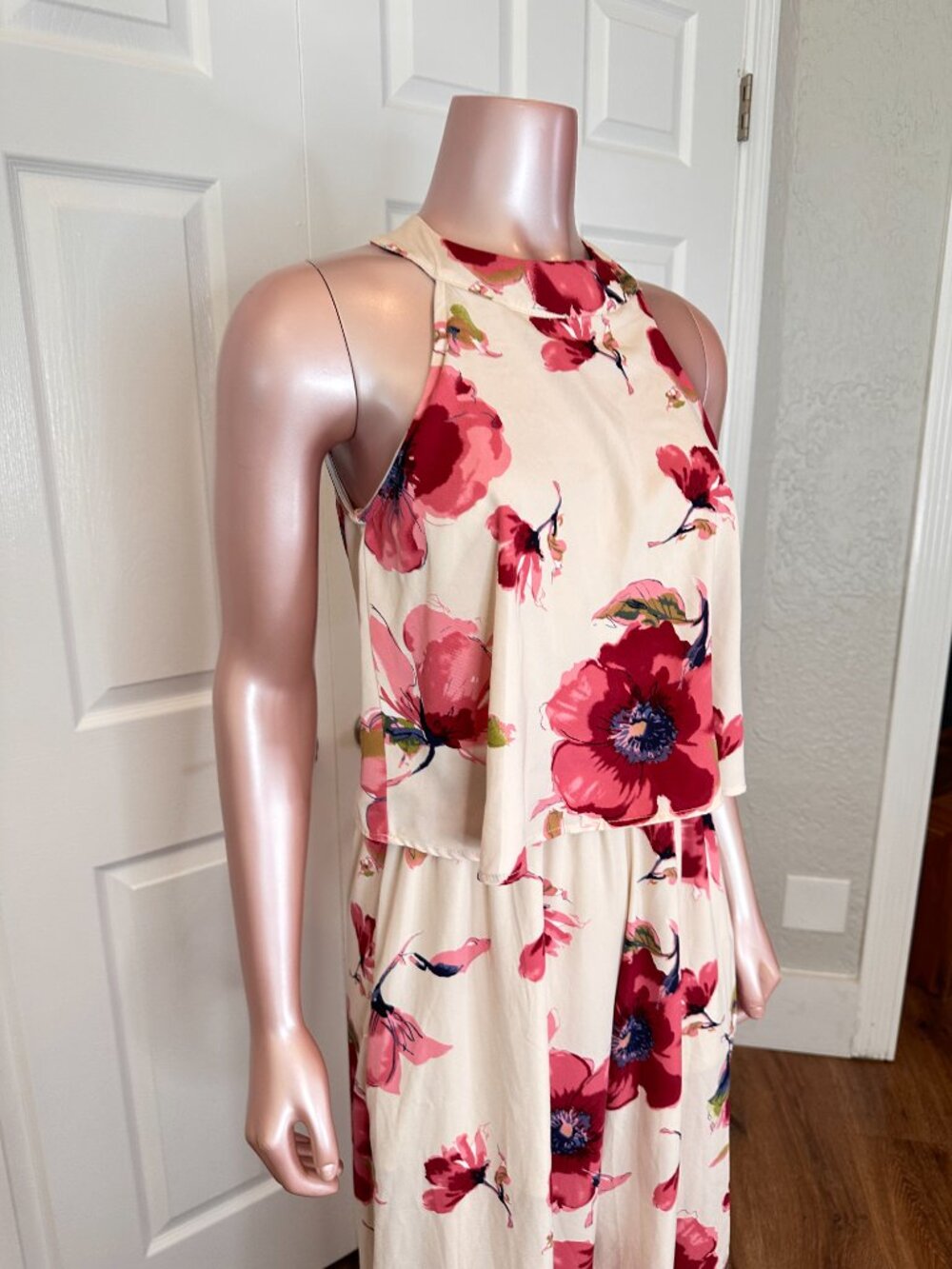 Peach Love California BoHo Floral Wide-Leg Jumpsuit | small | B-1843 - Picture 7 of 16